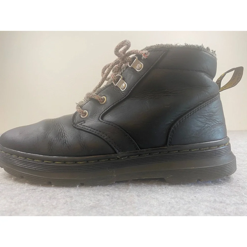 Dr Martens Bonny II Black Leather Fleece Line WELL WORN Boots Mens Size 10